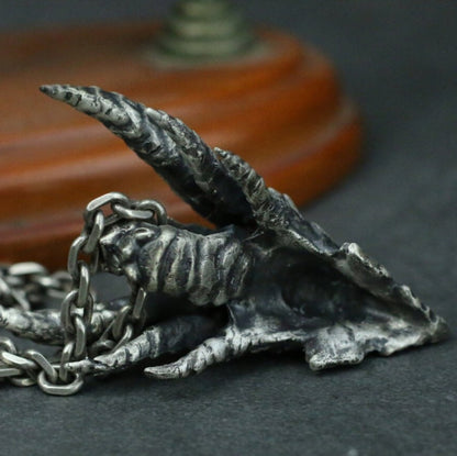 Dragon Force Pendant - Artisan 925 Silver Mythical Creature Necklace
