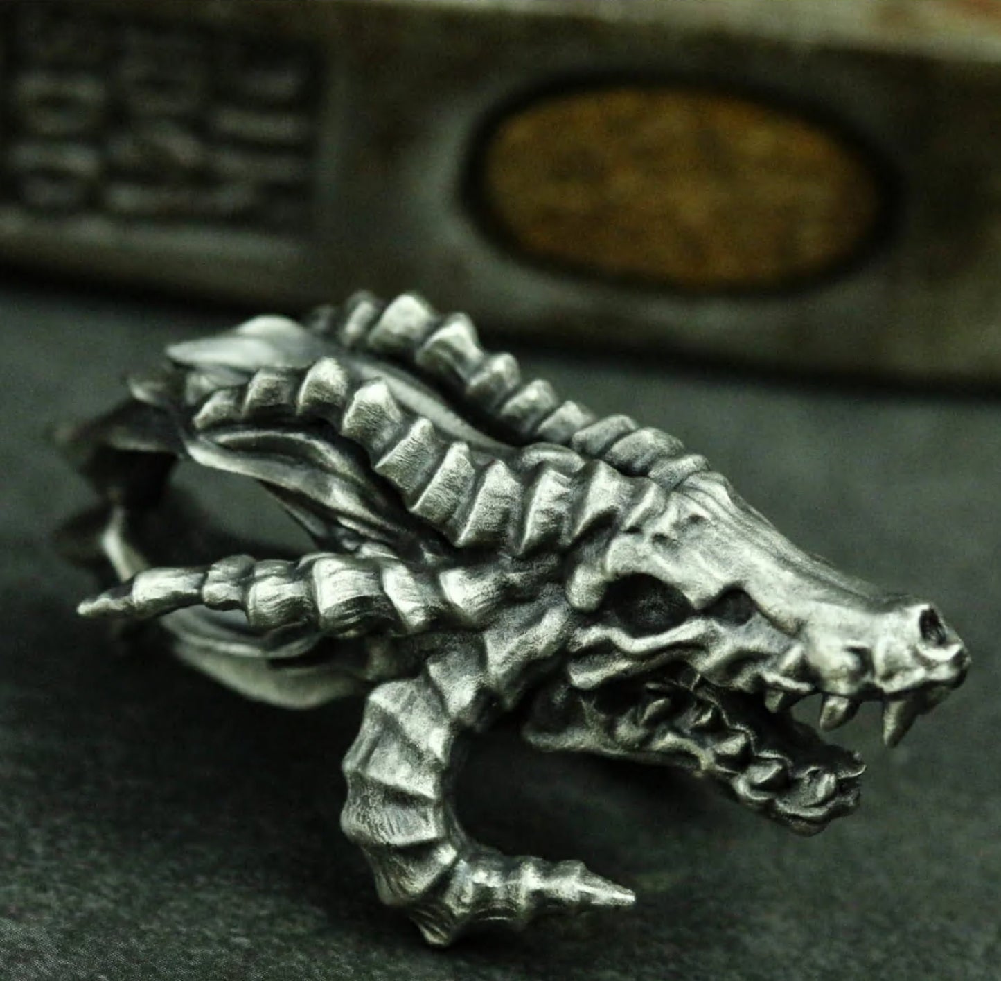 Skeleton dragon 925 Silver Pendant Necklace, Tyrannosaurus Jewelry, Jurassic Park, Styracosaurus, Monster Necklace