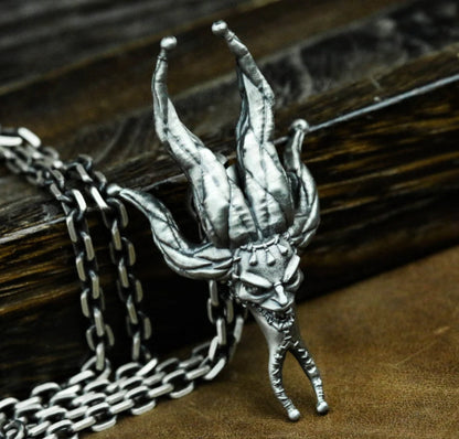 Gothic Jester Pendant - 925 Silver Macabre Style Men's Neckwear