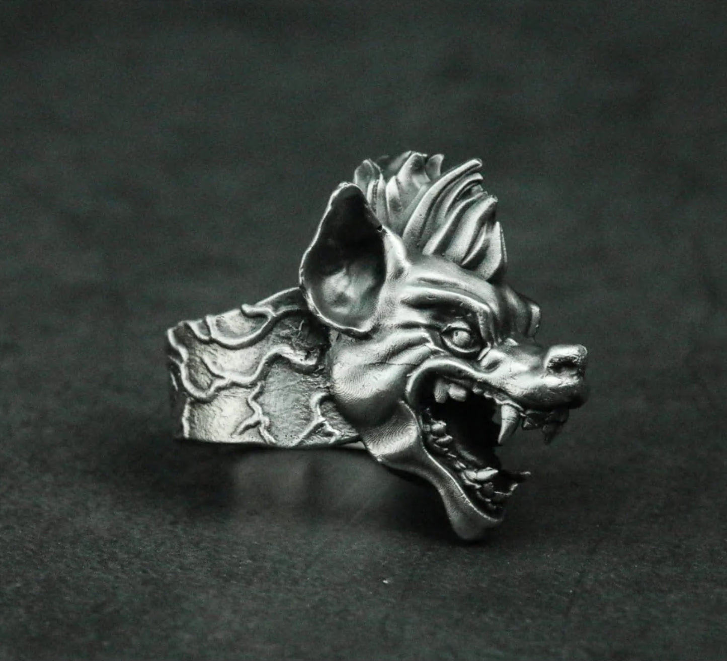 African Hyena 925 Silver Ring, Animal Ring, Men's Ring, Hyena Jewelry, African Jewelry