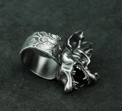African Hyena 925 Silver Ring, Animal Ring, Men's Ring, Hyena Jewelry, African Jewelry - SATANHORN