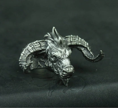 Bison 925 silver ring, bull ring, men's bull ring, bullfighting jewelry, handsome bull - SATANHORN