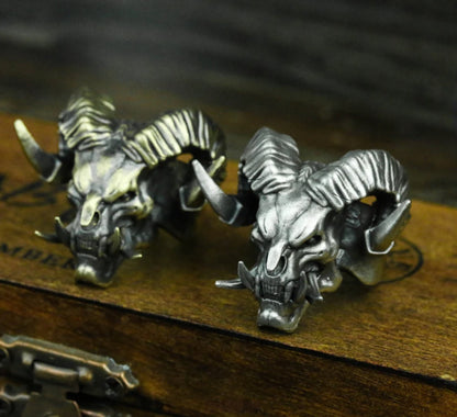 Satan Devil Sheep Head 925 Silver Ring, Skull Sheep Ring, Animal Skull, Men’s Ring, Pan Sheep Ring - SATANHORN