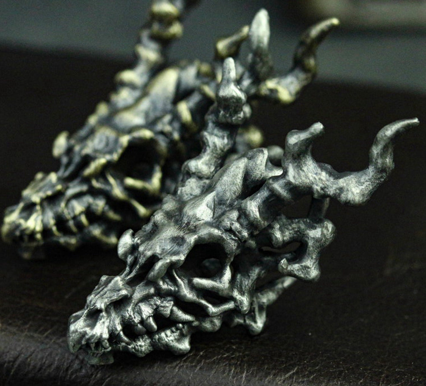 Skull Dragon 925 Silver Pendant Necklace, Animal Skull Jewelry, Handmade Silver Dragon Necklace Pendant, Gift Pendant