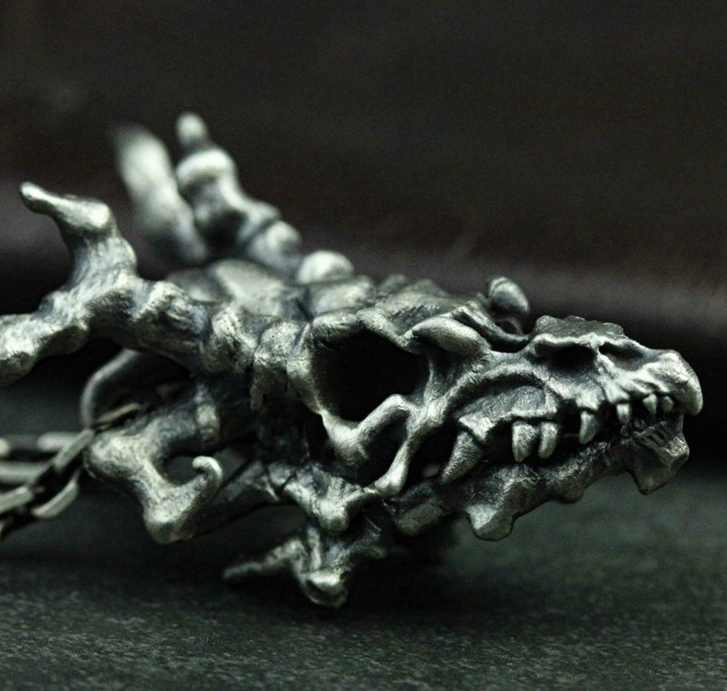 Skull Dragon 925 Silver Pendant Necklace, Animal Skull Jewelry, Handmade Silver Dragon Necklace Pendant, Gift Pendant