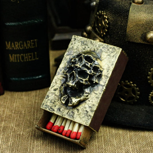 Brass/925 Silver skull independent matchbox, men's smoker retro personality matchbox precious metal jewelry - Handmade