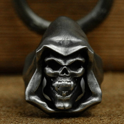 Grim Reaper 925 Silver Ring, Gothic Skull Silver Ring, Horror Retro Ring, Handmade Skull Gift - SATANHORN