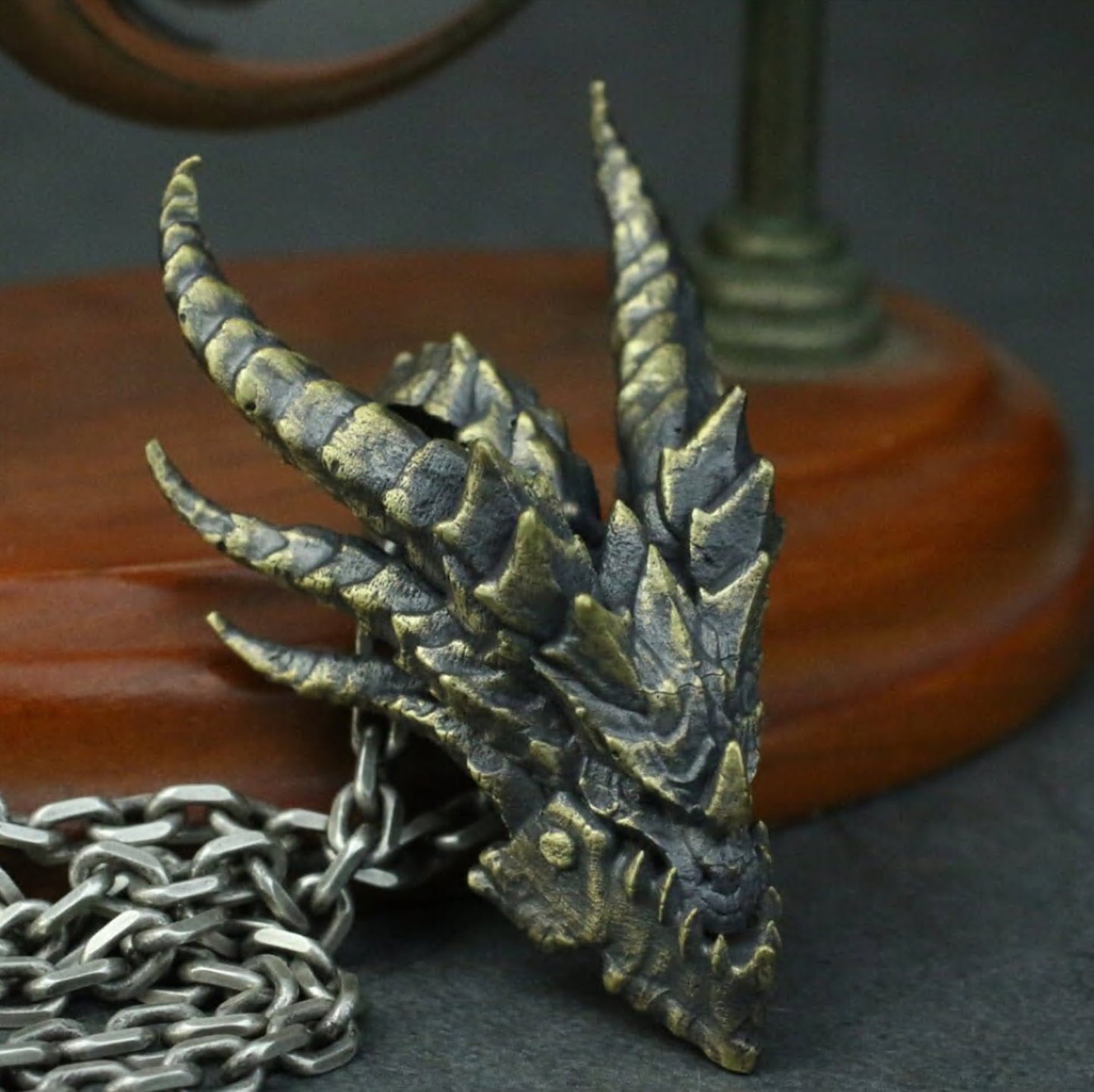 Deathwing 925 Silver Pendant-World of Warcraft Jewelry-Dragon Head Pendant-Dragon Necklace-Handmade