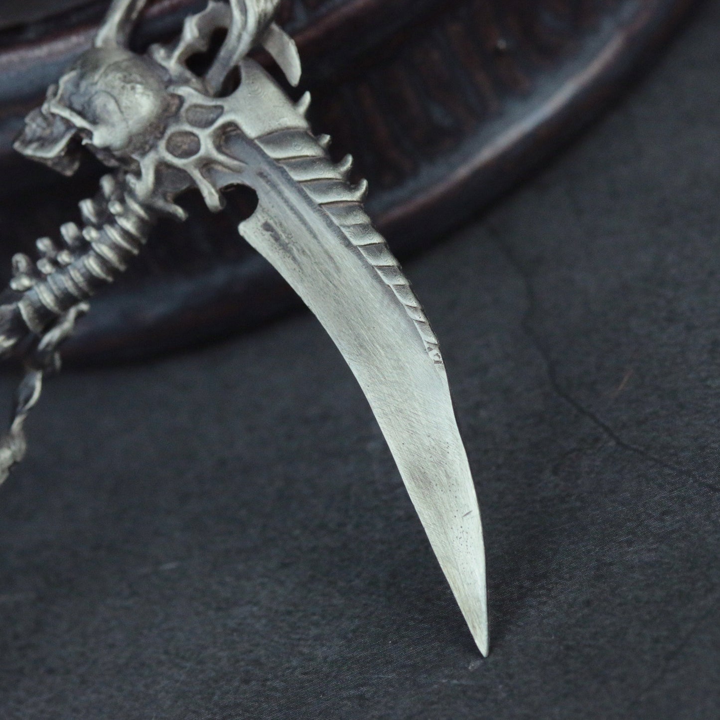 Grim Reaper Scythe Pendant 925 Silver Necklace Skull Pendant Spine Brass Craftsman Making Jewelry