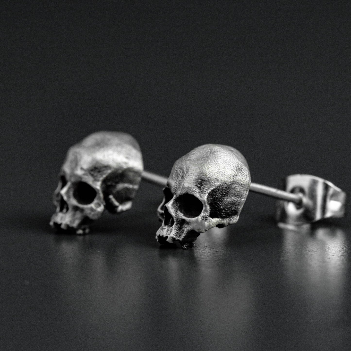 Jawless skull 925 silver Earrings, broken skull Earrings, sterling silver ghost vintage gothic Earrings gift-craftsman made