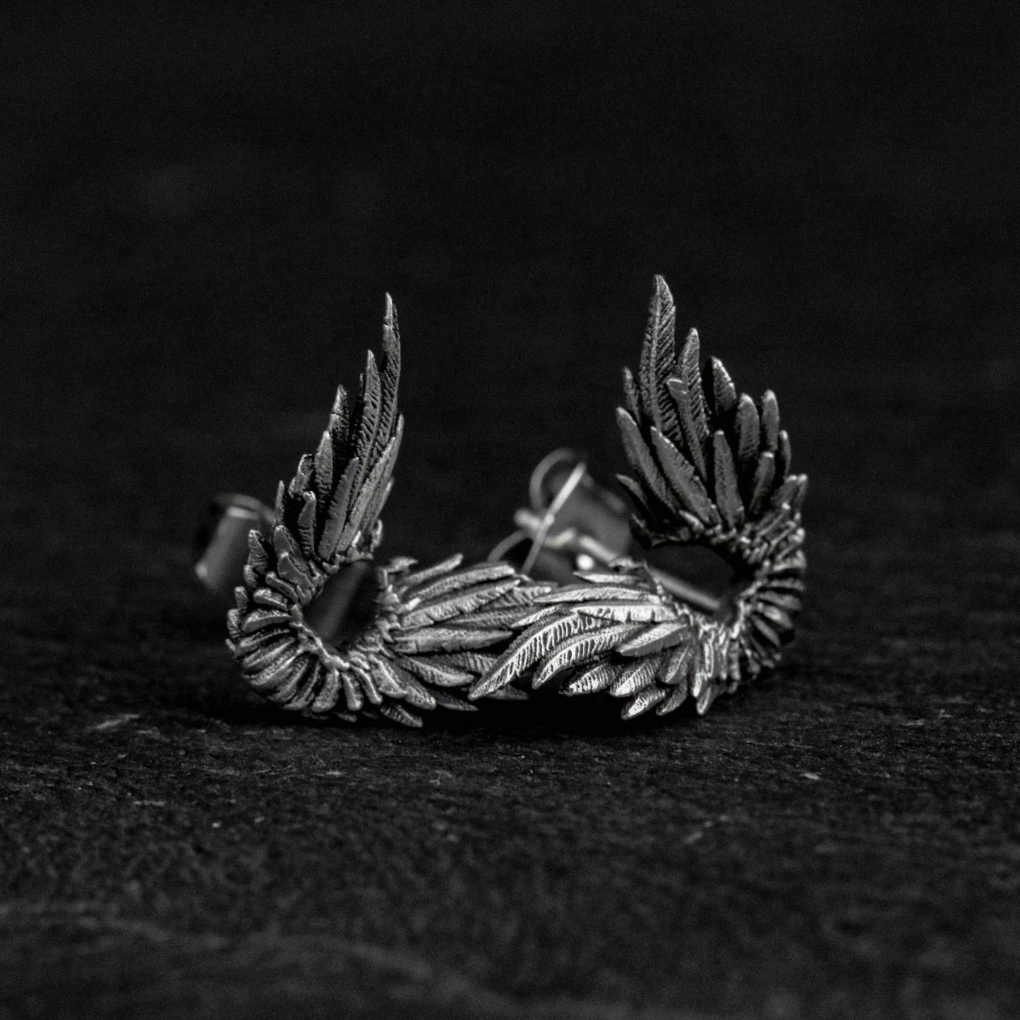 Angel Wing 925 Silver Stud Earrings, Men's Stud Earrings, Devil Wing Jewelry Sterling Silver Handmade-Craftsmen made