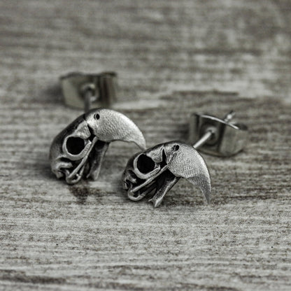 Parrot 925 silver earrings, small animal silver earrings, forest animals cute minimalist design earrings gift