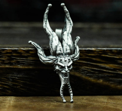 Gothic Jester Pendant - 925 Silver Macabre Style Men's Neckwear