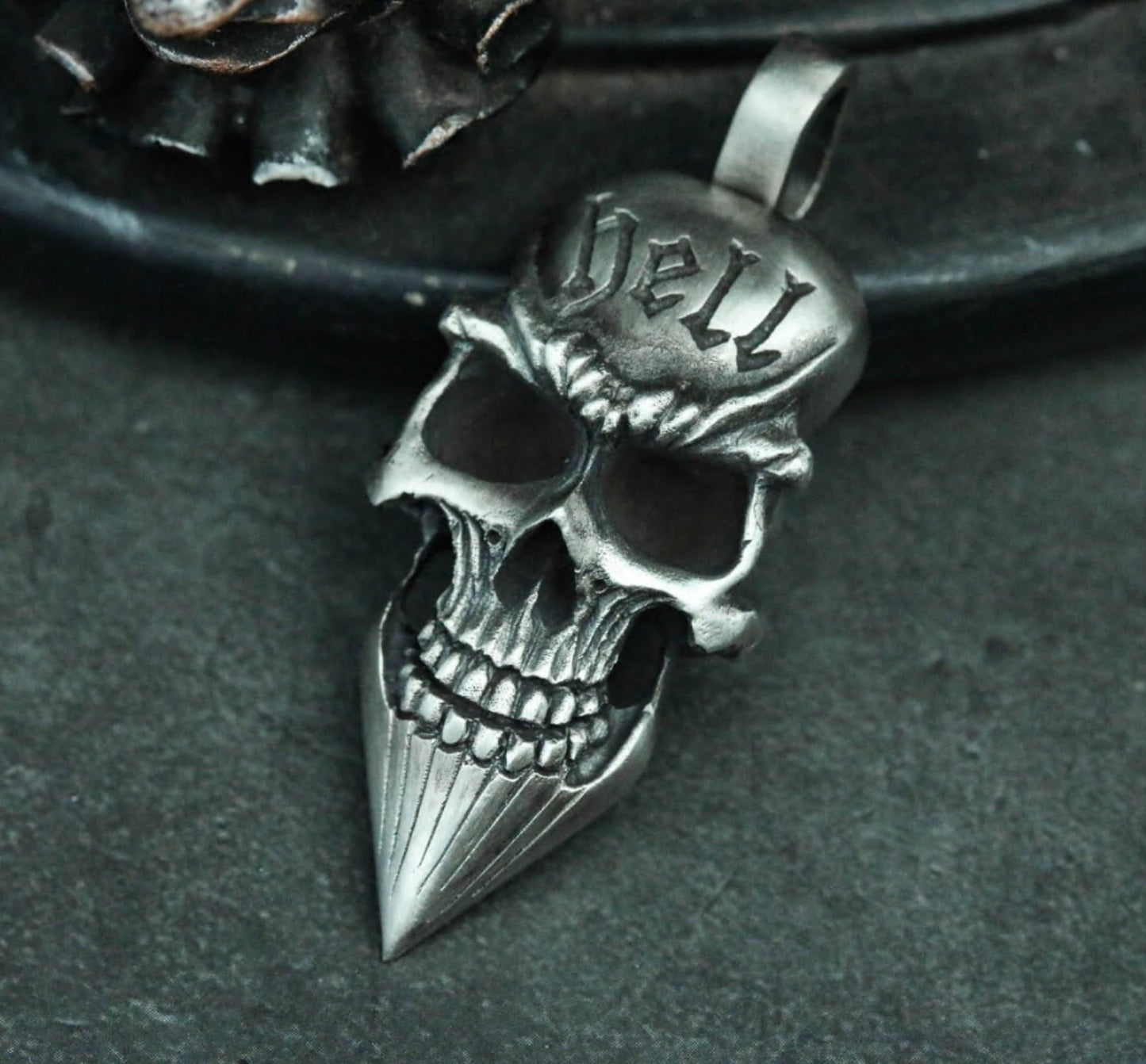 Hell Skull 925 Silver Pendant Necklace, Gothic Skull Necklace, Hip Hop Pendant, Men's Silver Pendant