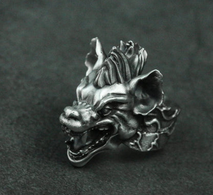 African Hyena 925 Silver Ring, Animal Ring, Men's Ring, Hyena Jewelry, African Jewelry - SATANHORN