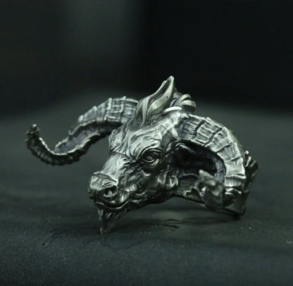 Bison 925 silver ring, bull ring, men's bull ring, bullfighting jewelry, handsome bull - SATANHORN