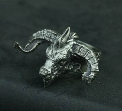 Bison 925 silver ring, bull ring, men's bull ring, bullfighting jewelry, handsome bull - SATANHORN