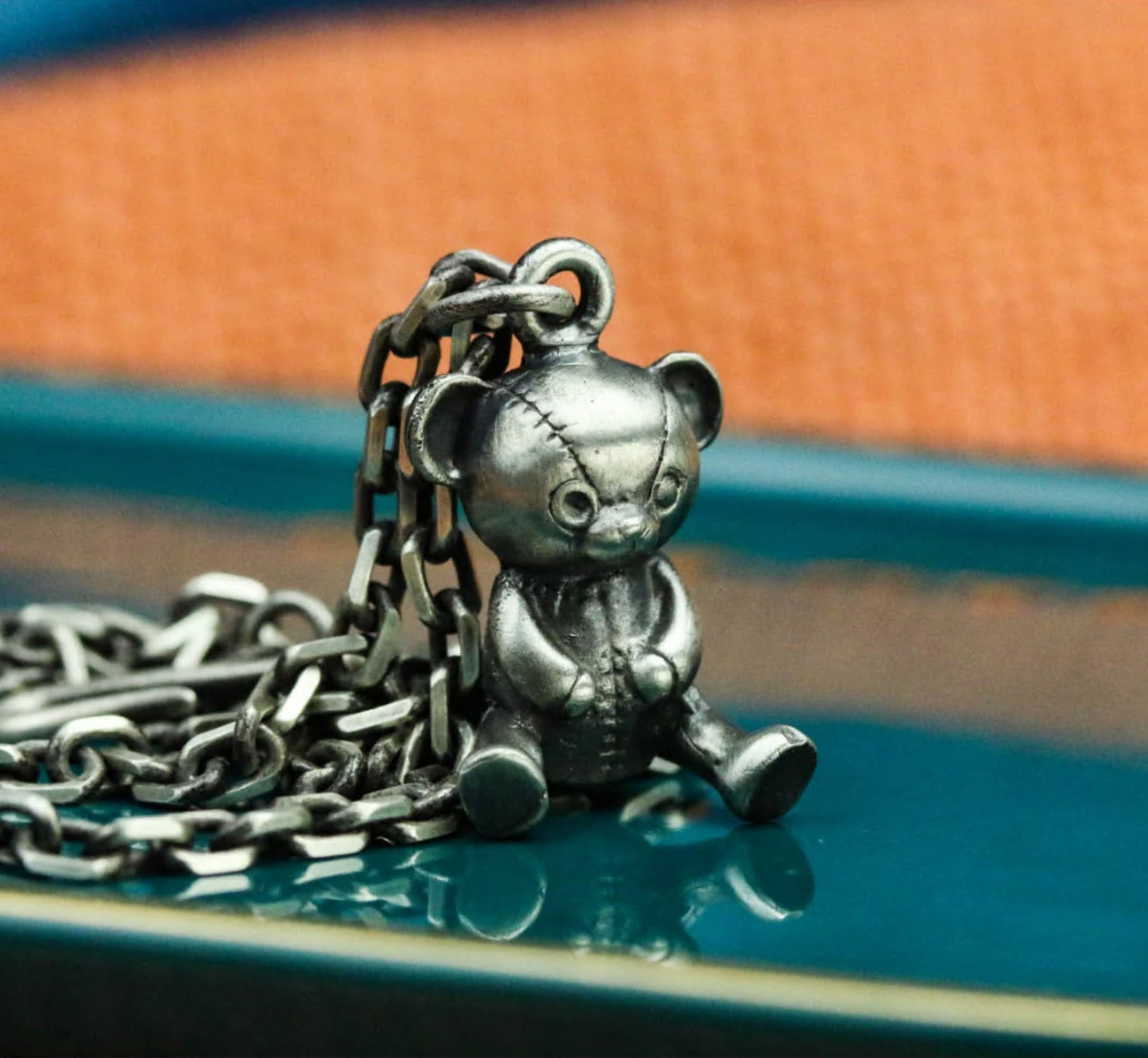 Muppet Bear 925 Silver/Brass Necklace Pendant, Little Bear Silver Necklace, Toy Personality Accessories