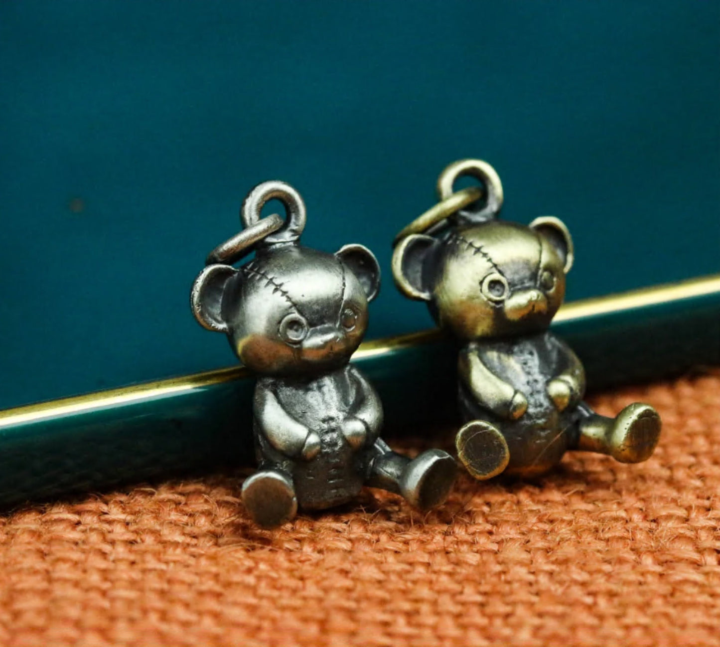 Muppet Bear 925 Silver/Brass Necklace Pendant, Little Bear Silver Necklace, Toy Personality Accessories