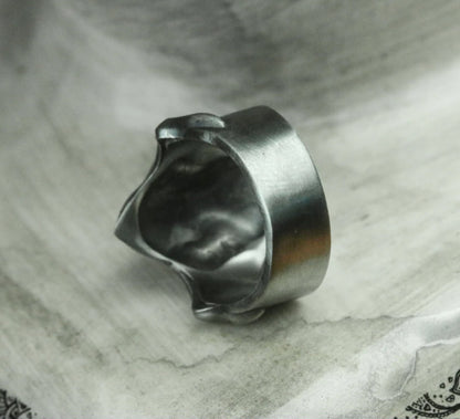 Horror Mask 925 Silver Ring, Gothic Smiley Silver Ring, Disgusting Mask on Finger - SATANHORN