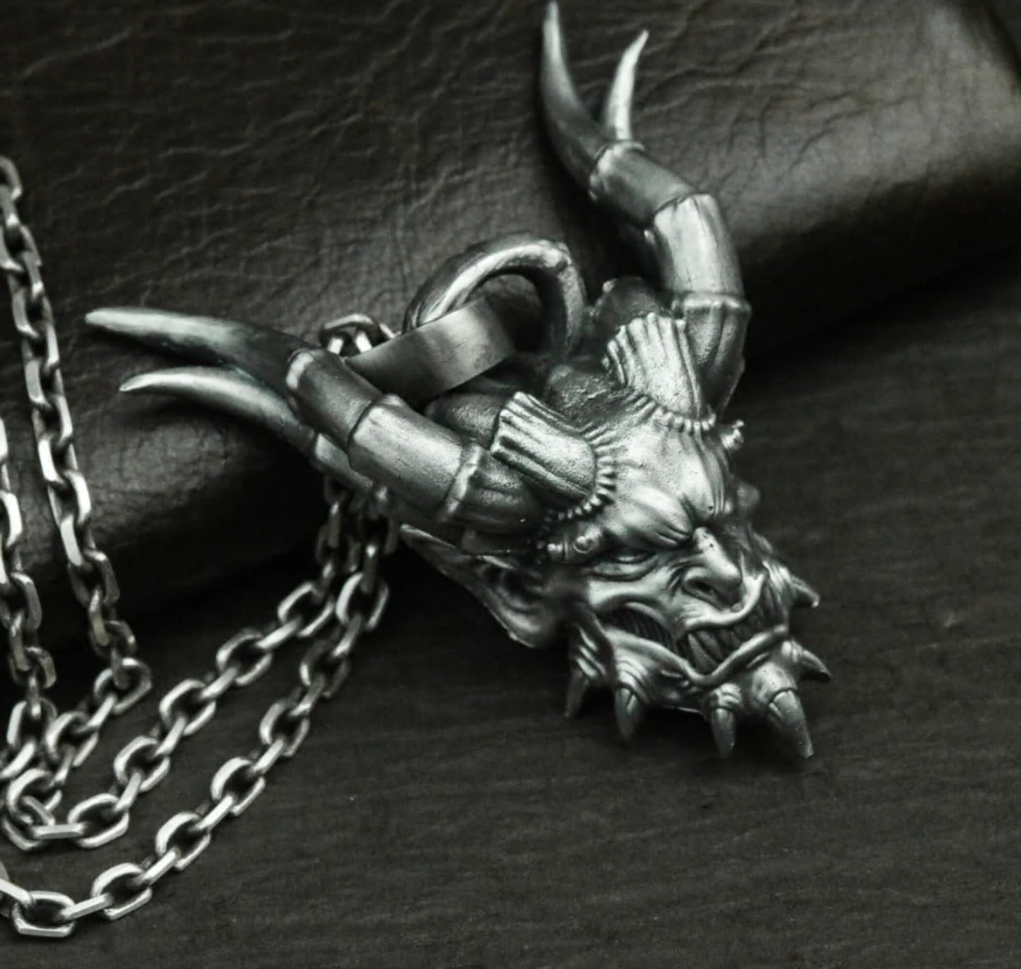 Satan Devil Horn 925 Silver Pendant Necklace, Handmade Silver Pendant, Satan Pendant, Satan Jewelry, Men's Accessories