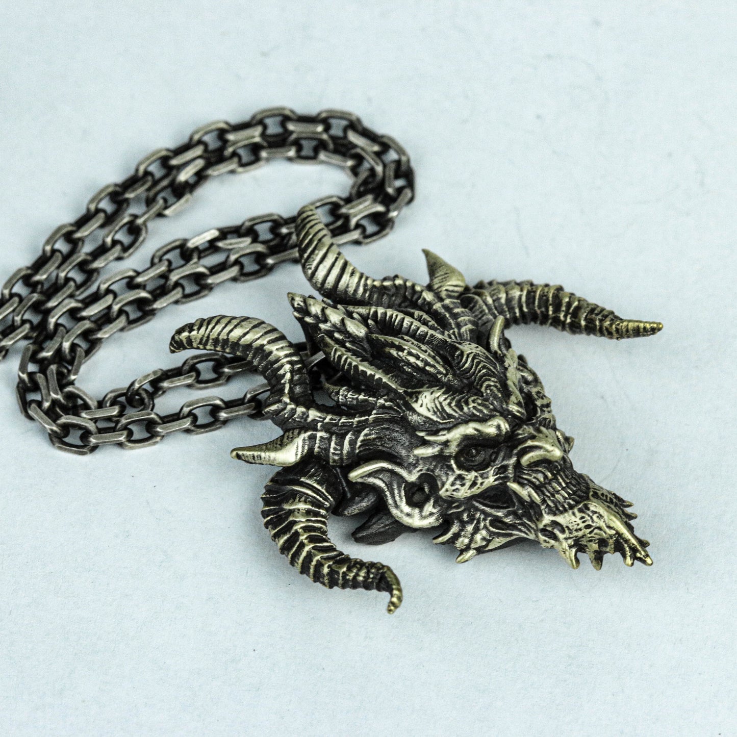 925 Sterling Silver Pendant, Brass Pendant, Earth Demon Elf Satan Big Pendant, Demon Hell T-Rex Movie Character Anime