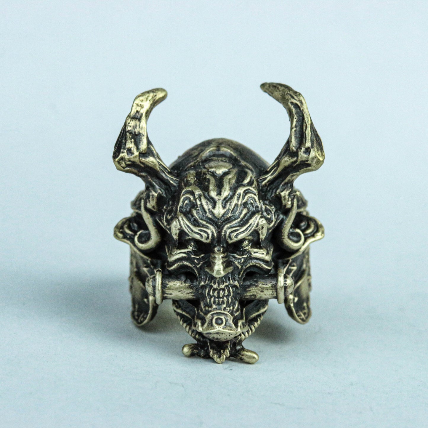 Japanese samurai helmet ring, 925 sterling silver totem ring, brass ring, new silver ring, popular design, mask ring, bite ring