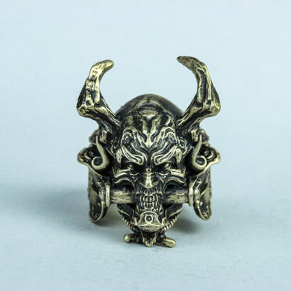 Japanese samurai helmet ring, 925 sterling silver totem ring, brass ring, new silver ring, popular design, mask ring, bite ring