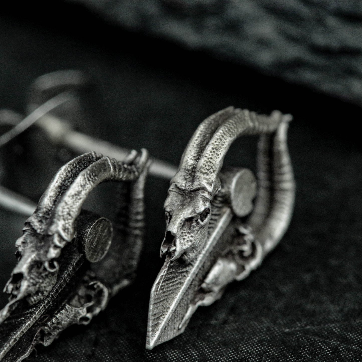 satan skull earrings, satan silver earrings, silver earrings, satan earrings, gifts for him, gifts for men