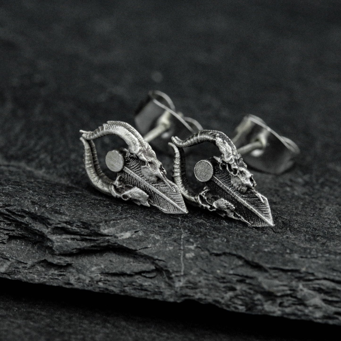 satan skull earrings, satan silver earrings, silver earrings, satan earrings, gifts for him, gifts for men