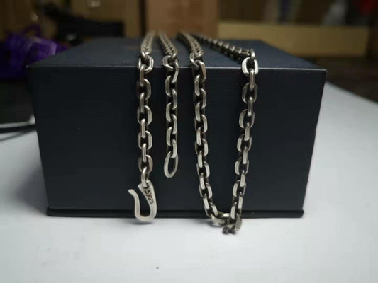 Hook buckle opening adjustable movable personality wild silver necklace collarbone chain sweater chain design cross car flower.