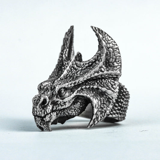 925 silver ring, double halberd ring, brass ring, battle dragon ring, Chinese style men's ring, vintage handmade products