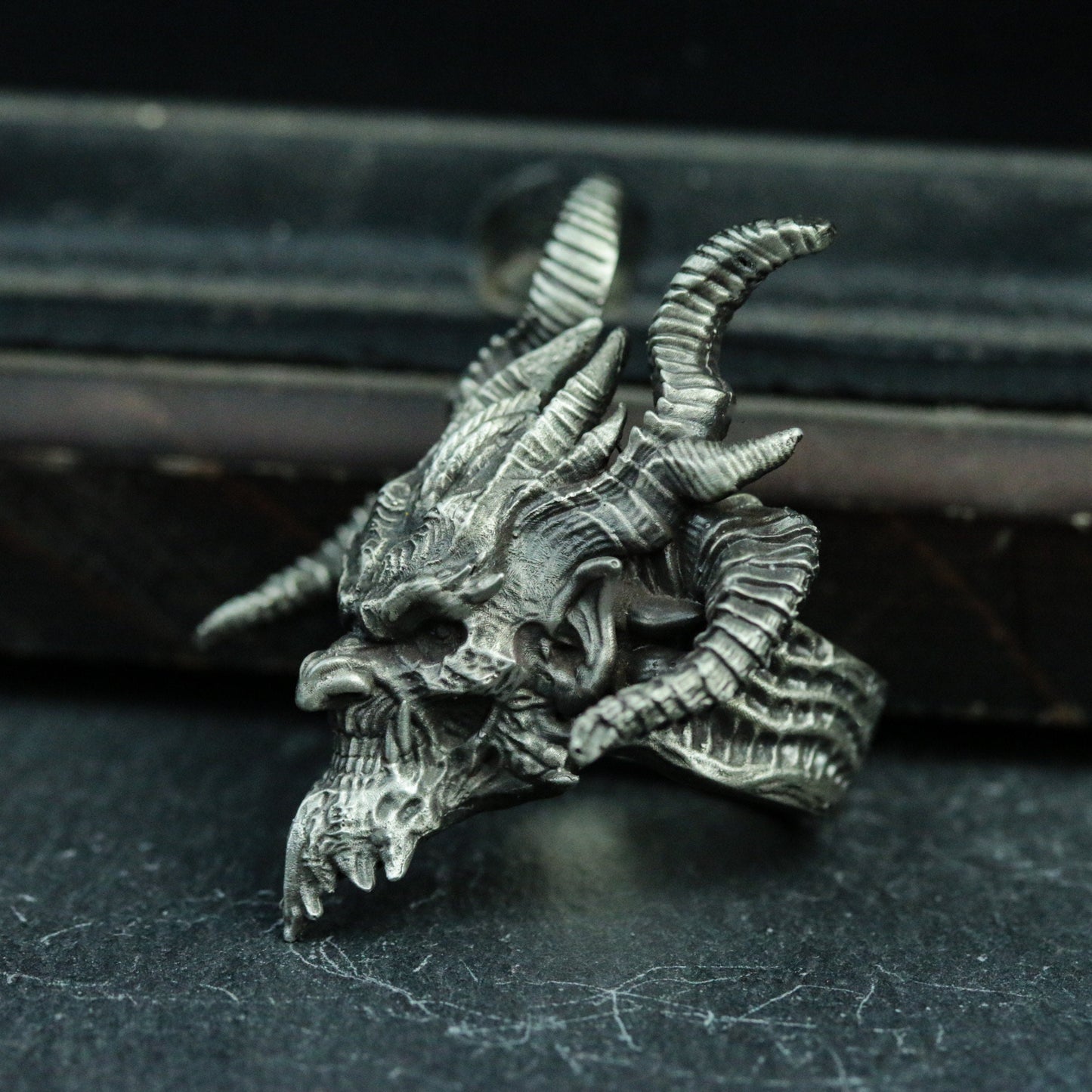 Hell Satan 925 silver ring, demon genie silver jewelry, sheep god skull gift handmade pendant