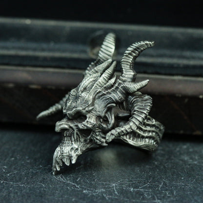 Hell Satan 925 silver ring, demon genie silver jewelry, sheep god skull gift handmade pendant - SATANHORN