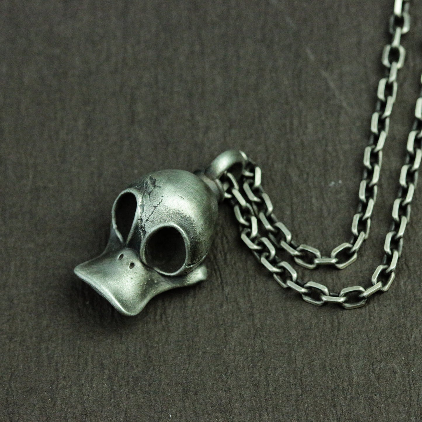 Duck skull 925 silver pendant necklace, goth Donald Duck silver jewelry, animal skull gift handmade pendant