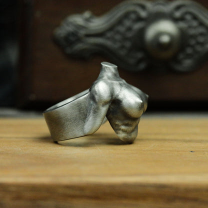 Nude 925 silver ring, fitness girl nude ring, handmade silver breast jewelry personalized gift - SATANHORN