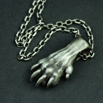 Bear paw 925 silver pendant necklace, animal paws silver jewelry, handmade silver animal jewelry personalized gifts - SATANHORN