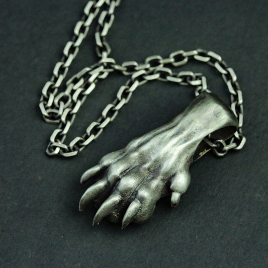 Bear paw 925 silver pendant necklace, animal paws silver jewelry, handmade silver animal jewelry personalized gifts