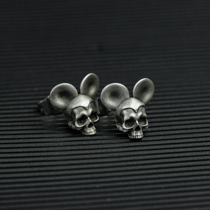 mouse stud earrings, mouse skull, mouse accessories, skull stud earrings, skull accessories,Gifts for Him, Gifts for Men