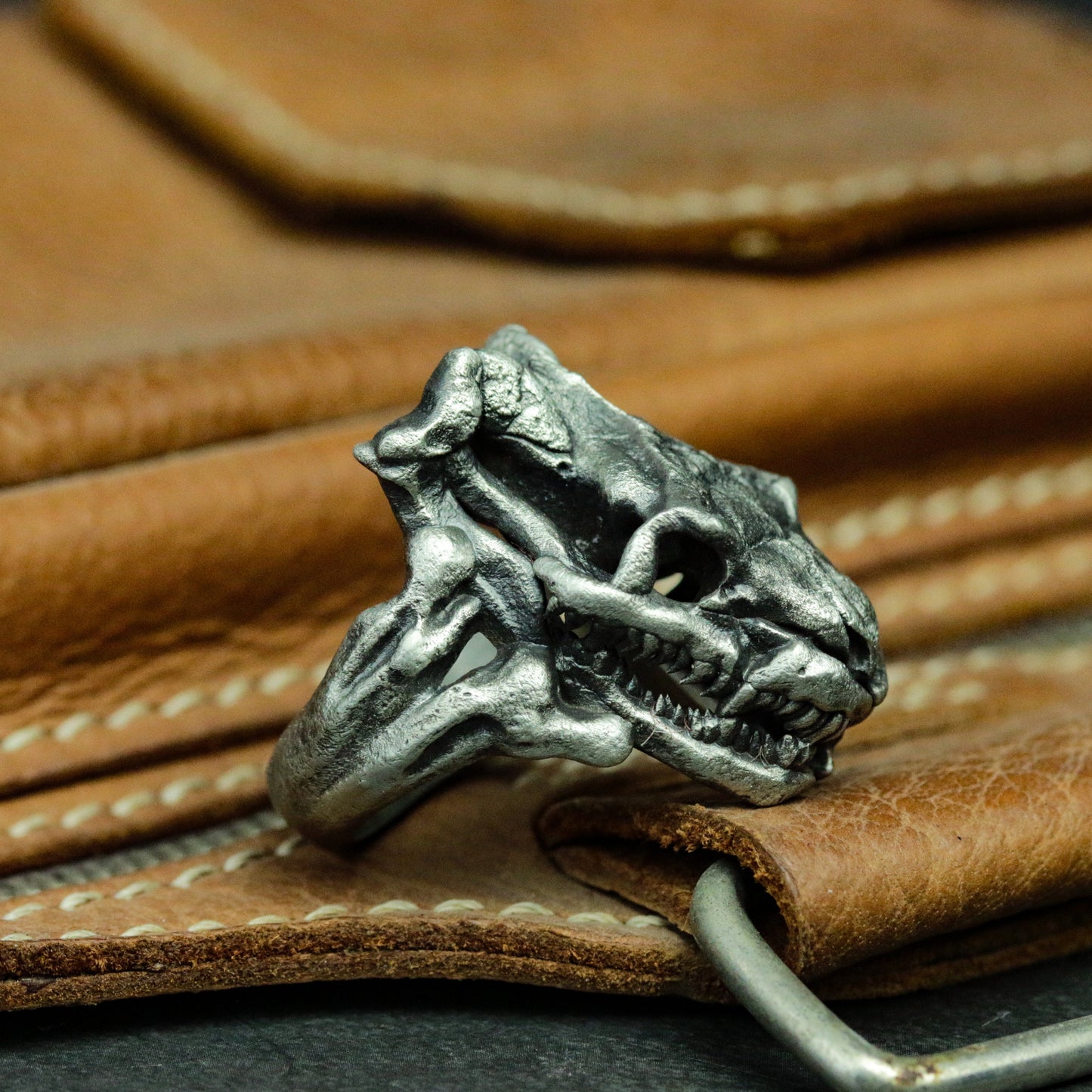 Python skull 925 silver ring, animal skull silver snake ring, gothic undead animal jewelry personalized gift