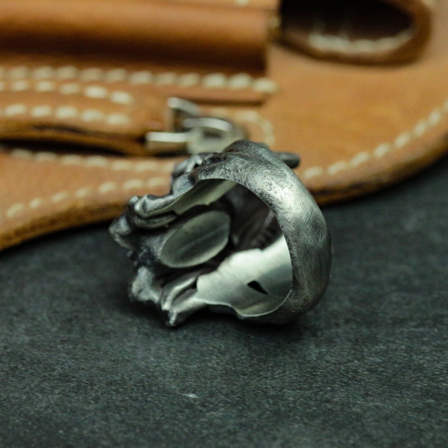 Python skull 925 silver ring, animal skull silver snake ring, gothic undead animal jewelry personalized gift