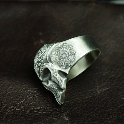 Spartan 925 silver ring, baroque style mask ring, Spartan warrior jewelry personalized gifts - SATANHORN