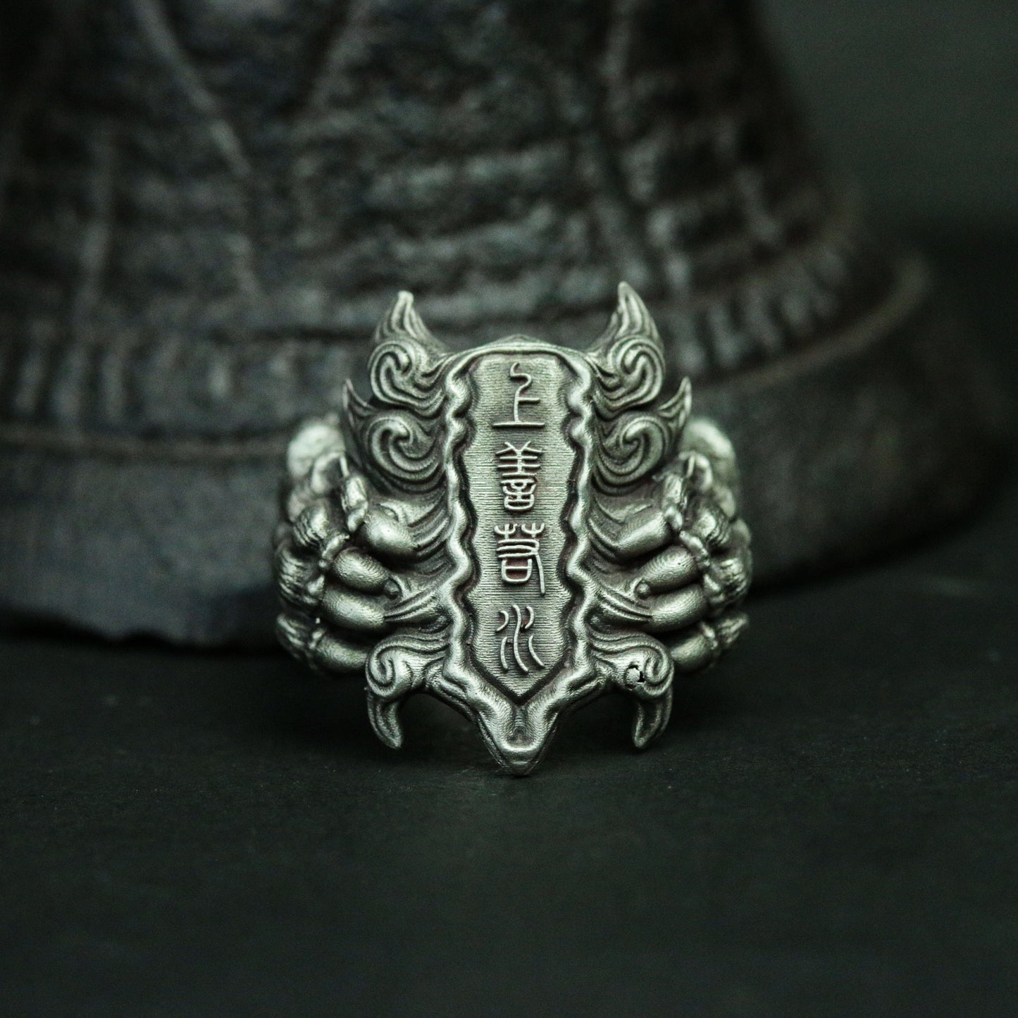 Shangshan Rushui 925 silver ring, monster claw silver ring, Chinese idiom jewelry personalized gift