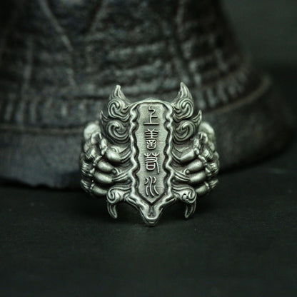 Shangshan Rushui 925 silver ring, monster claw silver ring, Chinese idiom jewelry personalized gift - SATANHORN