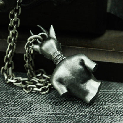 Nude girl masked girl necklace pendant 925 silver/brass handmade, erotic art jewelry, nude girl necklace, nude pendant