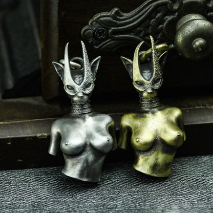 Nude girl masked girl necklace pendant 925 silver/brass handmade, erotic art jewelry, nude girl necklace, nude pendant