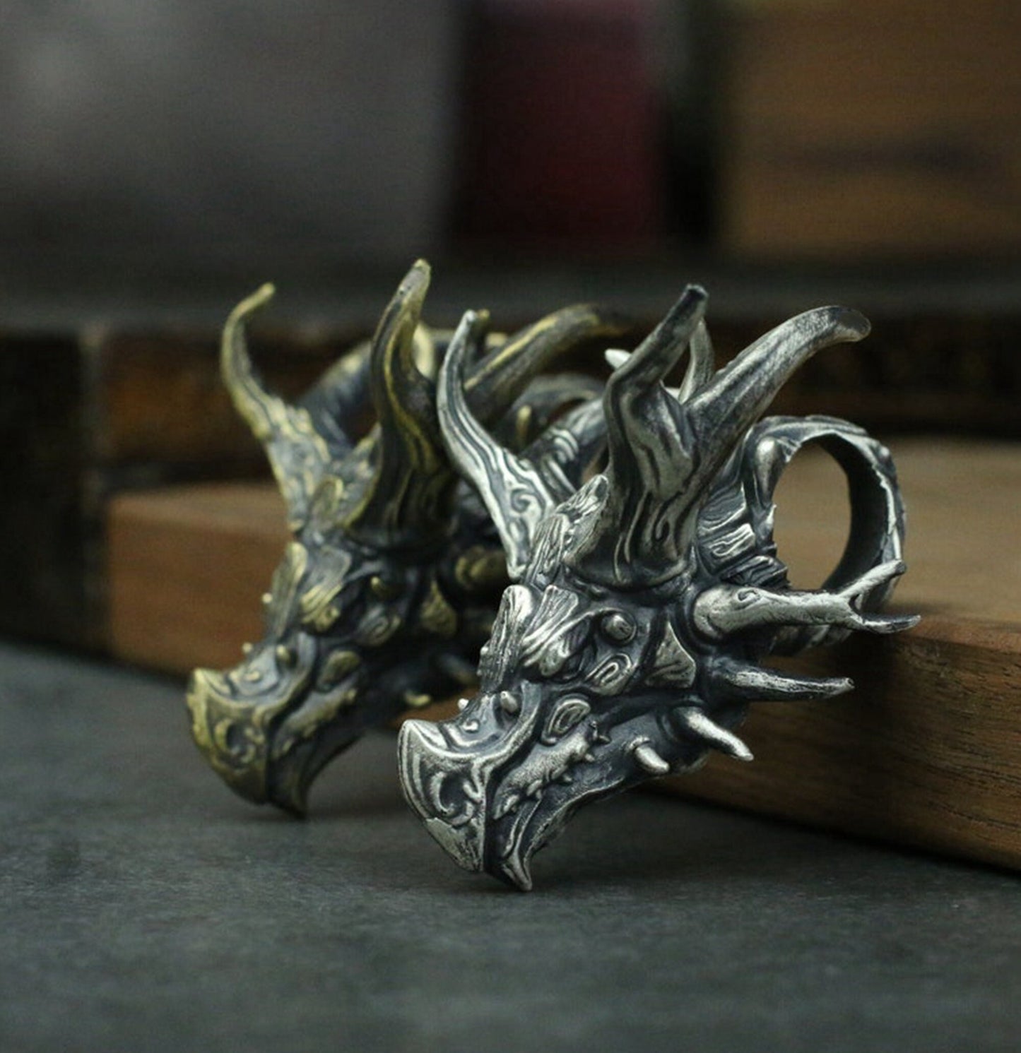 Staghorn Dragon 925 Silver Pendant Necklace, Tyrannosaurus Jewelry, Jurassic Park, Styracosaurus, Monster Necklace