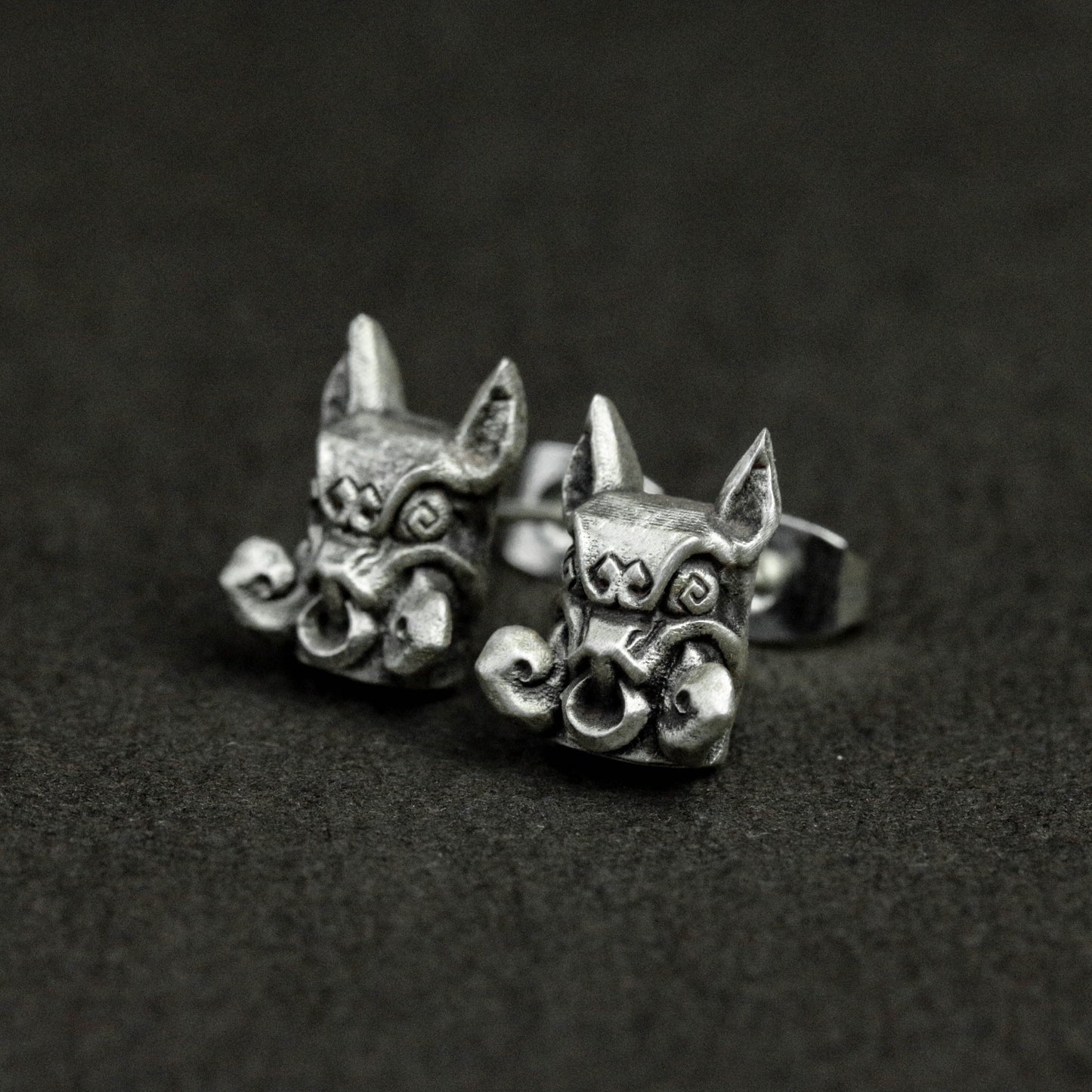 Sterling Silver Indian Pig Head Totem, Indian Totem Stud Earrings, Pig Head Stud Earrings, Totem Stud Earrings, Gift For Him, Gift For Men