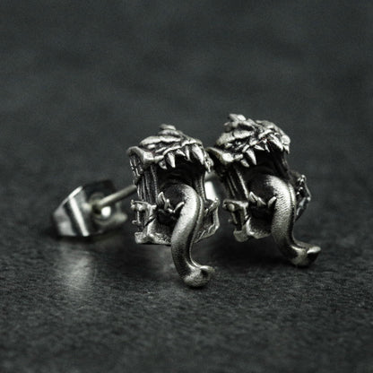 Treasure Box Stud Earrings, Monster Stud Earrings, Sterling Silver Monster Stud Earrings, Gifts For Men, Gifts For Him, Funny Stud Earrings