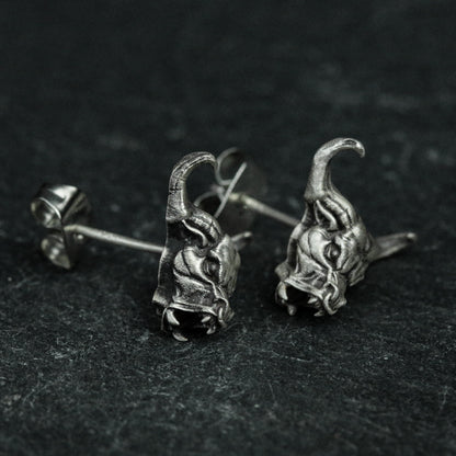 Sterling Silver Bull Head Stud Earrings, Bull Head Stud Earrings, Bull Horn Stud Earrings, Bull Stud Earrings, Gifts for Him, Gifts for Men